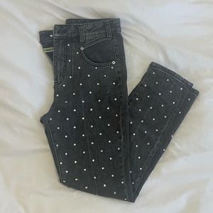 Anthropologie Pilcro Ultra High Rise Slim Bedazzled Rhinestone Jeans - black
